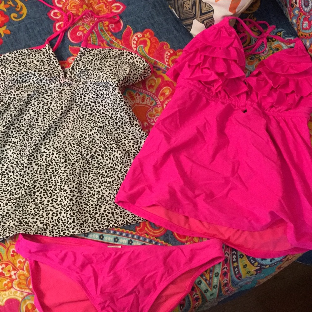 Modest bathing suits. Two tops w/ bottoms.